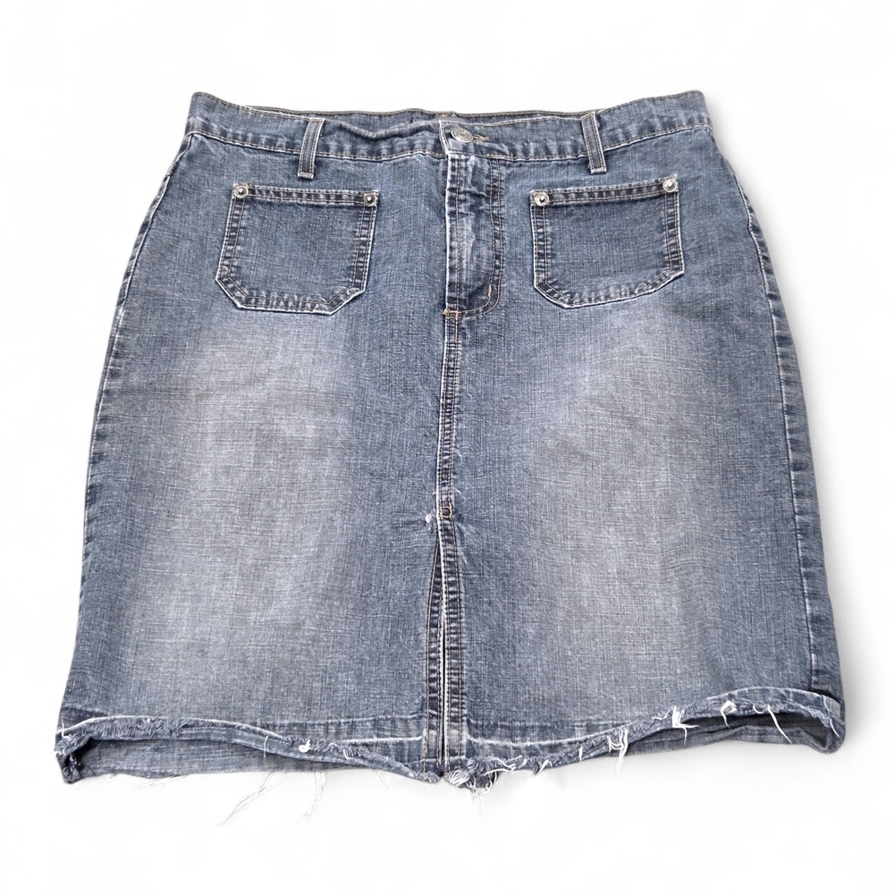Vintage 'Onion' Made In USA Womens Denim Blue Jean Skirt Sz 5 Juniors *read*